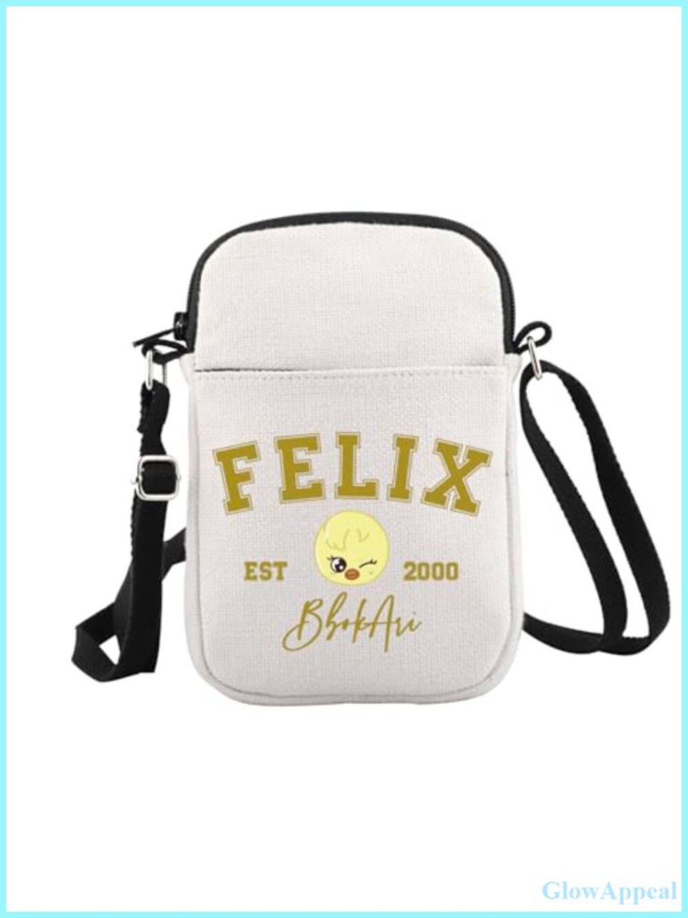 Canvas Crossbody Bag Sling Cartoon Print Adjustable Strap